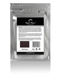Hair Plus Dark Brown Hair Fibre Refill Bag 25g, 50g,100g, 150g,300g,600g