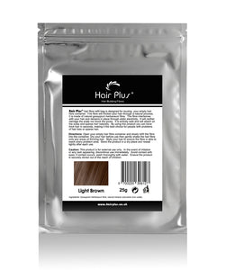 Hair Plus Light Brown Hair Fibre Refill Bag 25g, 50g,100g,150g,300g,600g